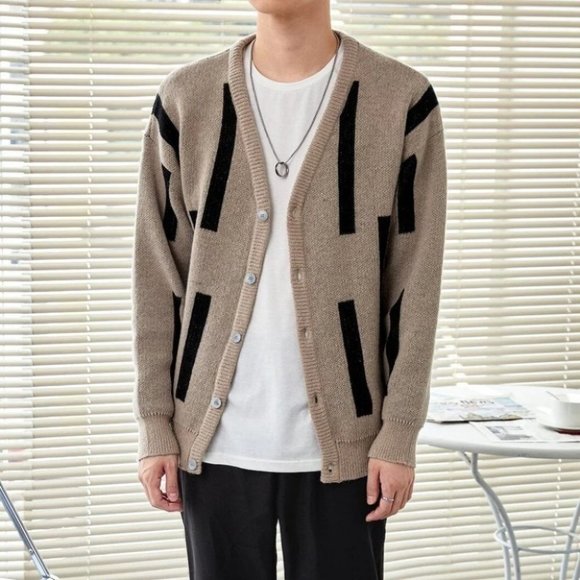 Khaki Mens Cardigan - Picture 4 of 5
